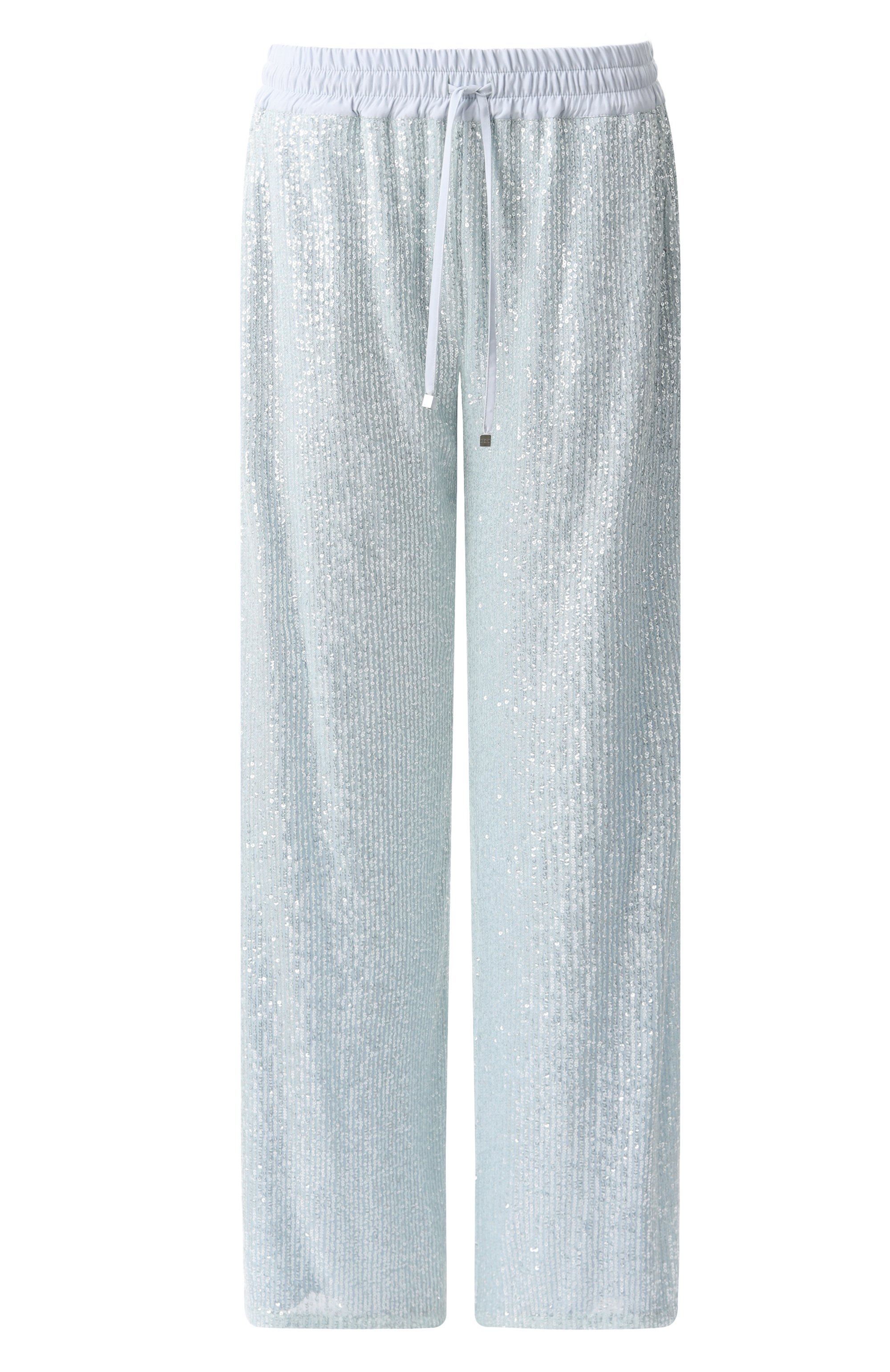 Брюки с отделкой пайетками KITON голубого цвета по цене 263500 руб., арт. D59127K0989E01, фото 1 Брюки с отделкой пайетками KITON, арт. D59127K0989E01, фото 1