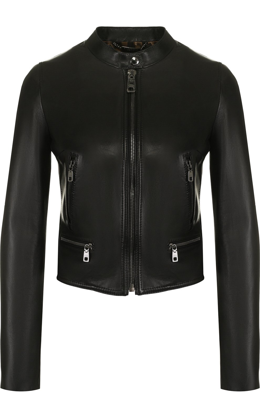 Приталенная кожаная куртка с воротником-стойкой DOLCE & GABBANA, арт. F9831L/FULYE, фото 1