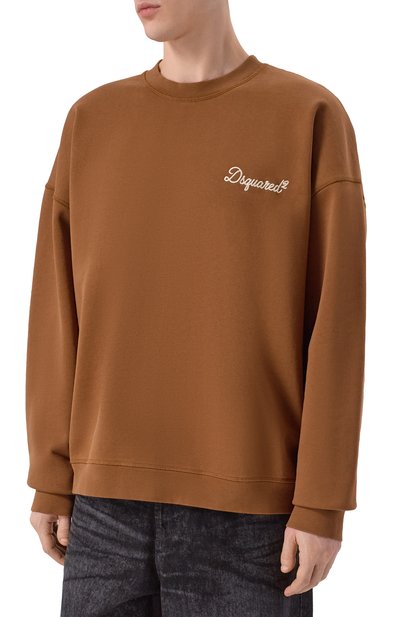 Хлопковый свитшот DSQUARED2 коричневого цвета по цене 49950 руб., арт. S74GU0930/D25029, фото 3 Хлопковый свитшот DSQUARED2, арт. S74GU0930/D25029, фото 3