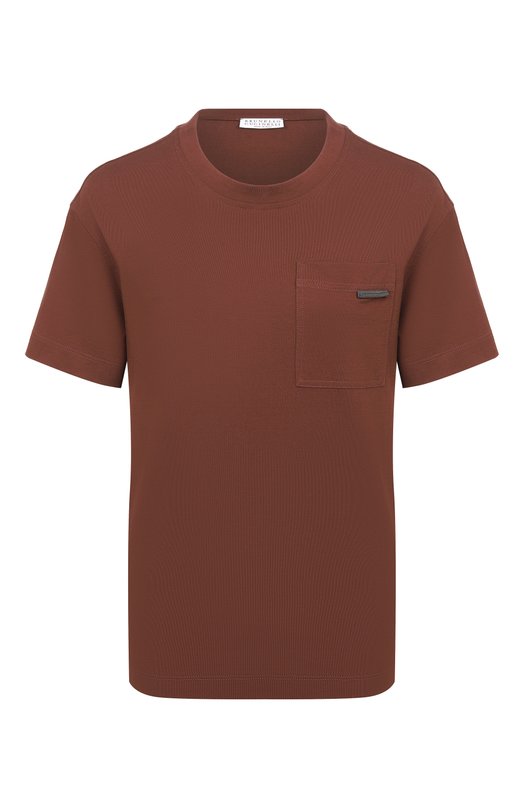 Хлопковая футболка Brunello Cucinelli MPT81EC710 Коричневый MPT81EC710