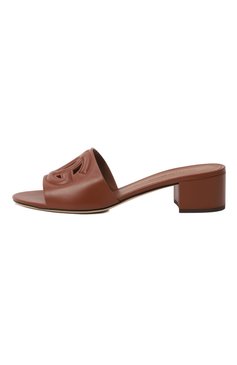 Женские кожаные мюли bianca DOLCE & GABBANA коричневого цвета, арт. CR1755/AY329 | Фото 4 (Каблук высота: Низкий; Материал внутренний: Натуральная кожа; Материал сплава: Проставлено; Драгоценные камни: Проставлено; Подошва: Плоская; Материал внешний: Натуральная кожа; Каблук тип: Устойчивый)