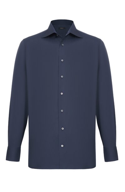 Хлопковая сорочка ZILLI темно-синего цвета по цене 109500 руб., арт. CLAA01M010813037U, фото 1 Хлопковая сорочка ZILLI, арт. CLAA01M010813037U, фото 1