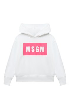 Детский хлопковое худи MSGM KIDS белого цвета, арт. MS029320 | Фото 1 (Рукава: Длинные; Мальчики Кросс-КТ: Худи-одежда; Материал сплава: Проставлено; Материал внешний: Хлопок; Драгоценные камни: Проставлено)