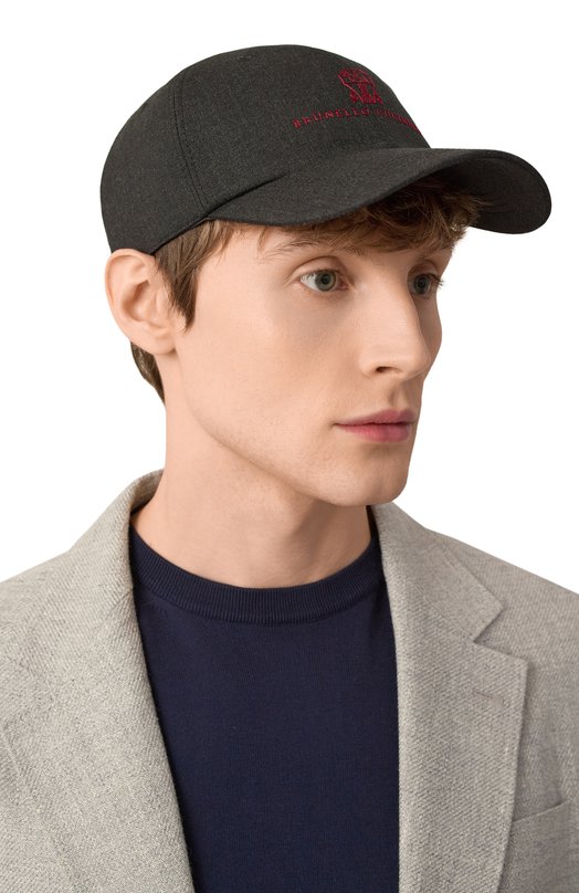 Шерстяная бейсболка Brunello Cucinelli MB4079850 Серый  MB4079850 Фото 2