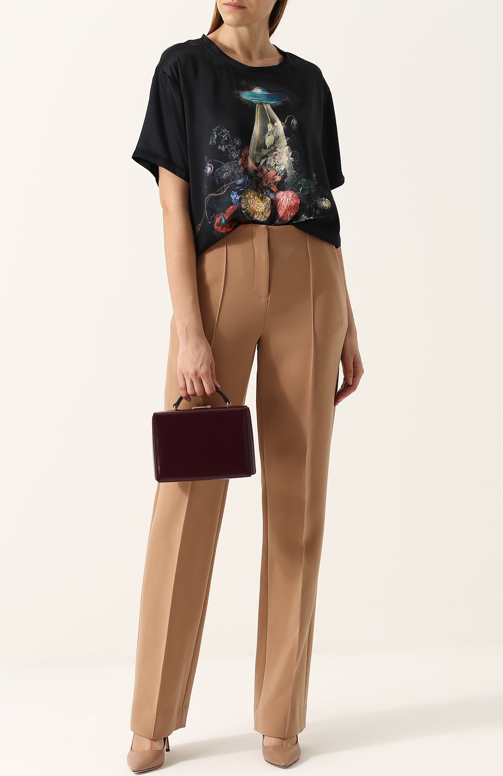 Удлиненный шелковый топ с принтом GUCCI, арт. 494056/XT522, фото 2