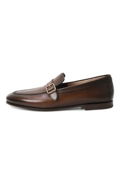 Мужские кожаные лоферы SANTONI темно-коричневого цвета, арт. MCNG18005SA4SLAS | Фото 4 (Нос: Не проставлено; Материал сплава: Проставлено; Материал внешний: Натуральная кожа; Материал внутренний: Натуральная кожа; Стили: Классический)