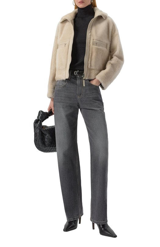Шуба из овчины Brunello Cucinelli MPMRA7775P Кремовый  MPMRA7775P Фото 2