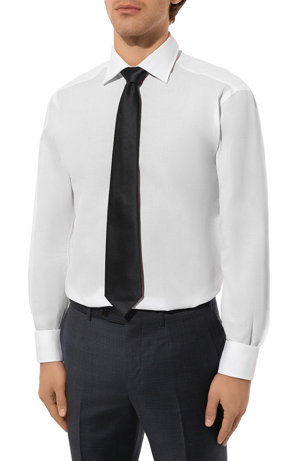 Сорочка из хлопка и льна KITON белого цвета по цене 87550 руб., арт. UCIH06609, фото 3 Сорочка из хлопка и льна KITON, арт. UCIH06609, фото 3