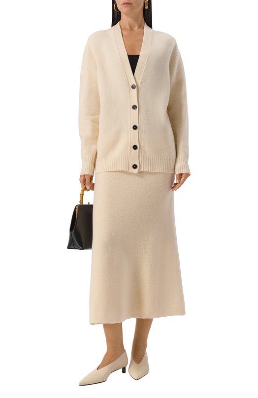Шерстяной кардиган Jil Sander J01HP0002/J14603 Кремовый  J01HP0002/J14603 Фото 2