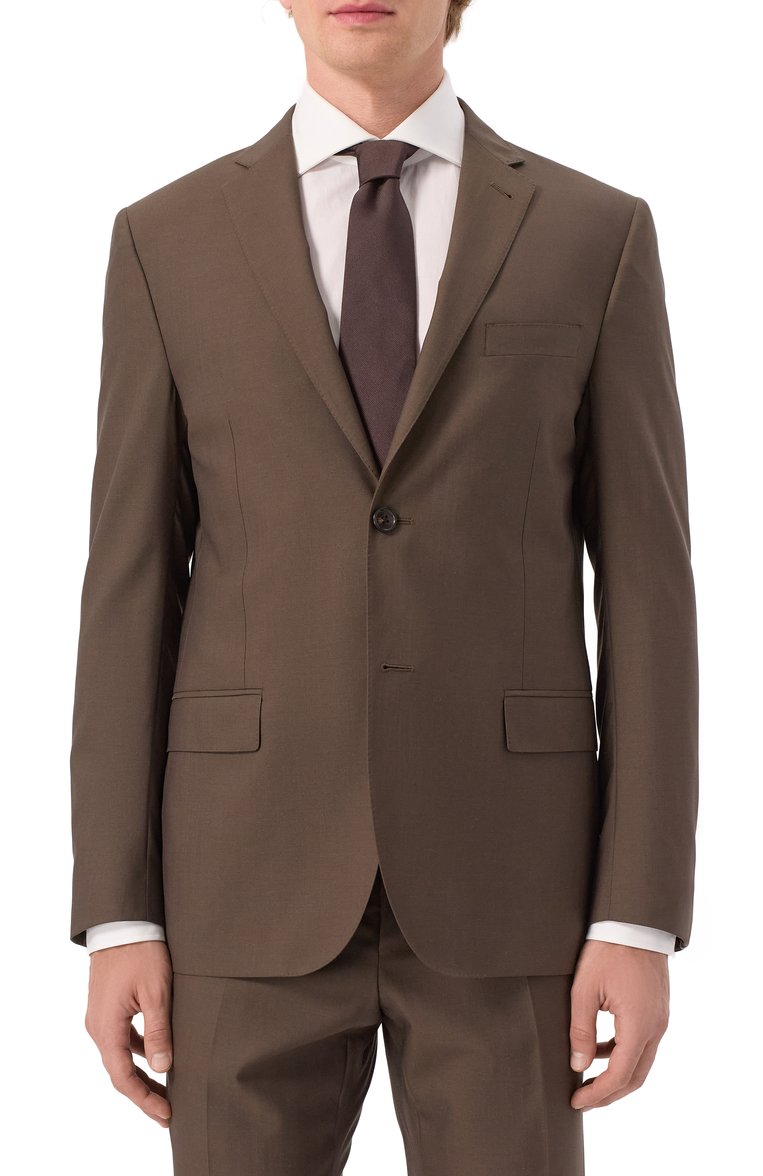 Мужской шерстяной костюм CORNELIANI коричневого цвета, арт. 256005-2518414_SET | Фото 3 (Рукава: Длинные; Материал сплава: Проставлено; Драгоценные камни: Проставлено; Материал внешний: Шерсть; Костюмы М: Однобортный; Стили: Классический)