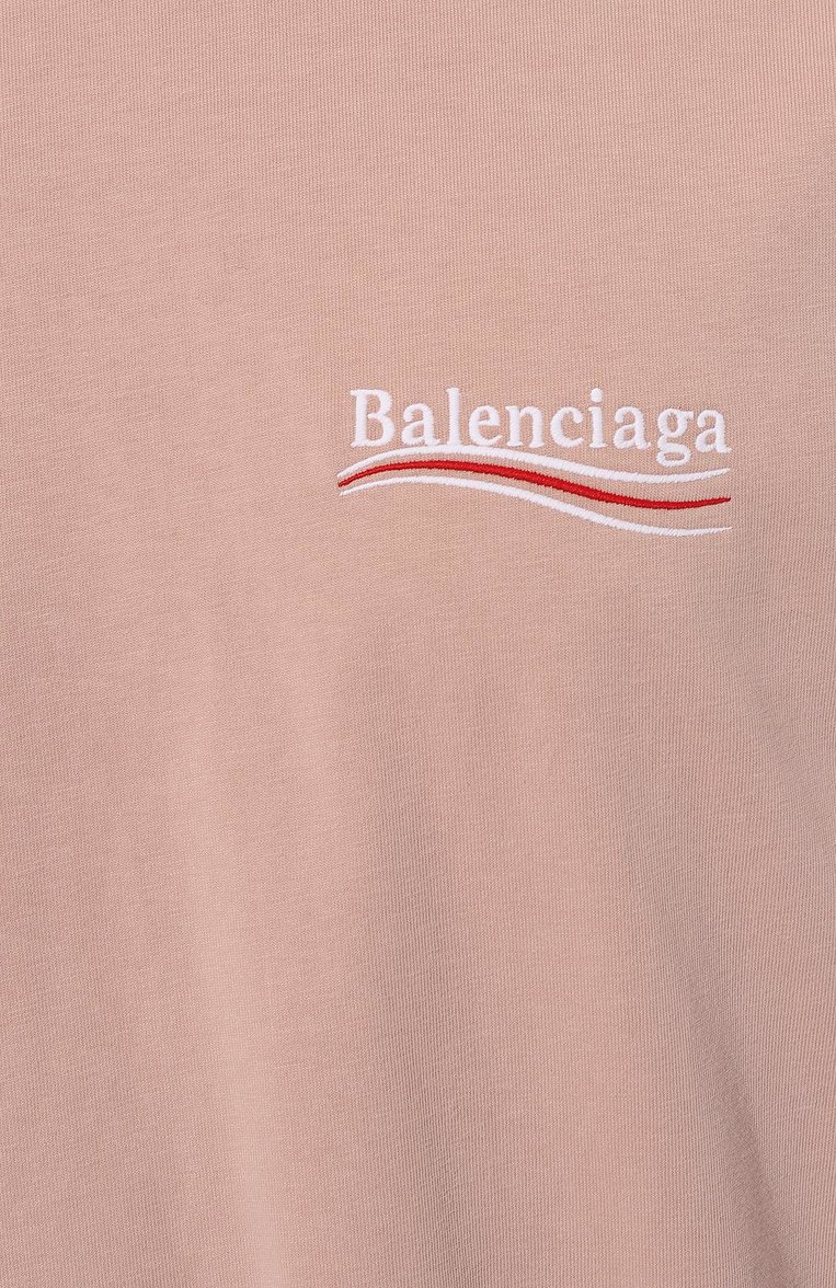 Мужского хлопковая футболка BALENCIAGA светло-розового цвета, арт. 641655/TKVJ1 | Фото 8 (Материал внешний: Хлопок; Нос: Не проставлено; Принт: С принтом; Региональные ограничения белый список (Axapta Mercury): Не проставлено; Стили: Кэжуэл; Женское Кросс-КТ: Футболка-одежда; Рукава: 3/4)