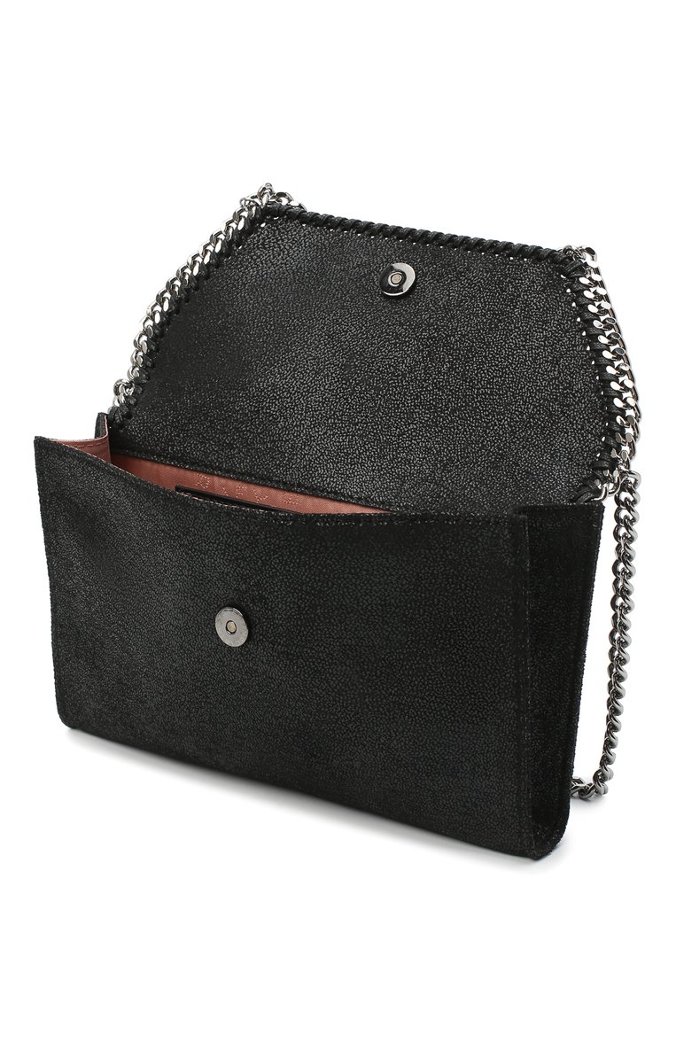 Женская сумка falabella mini STELLA MCCARTNEY черного цвета, арт. 581238/W9132 | Фото 4 (Сумки-технические: Сумки через плечо; Материал сплава: Проставлено; Размер: mini; Ремень/цепочка: На ремешке; Материал: Текстиль; Драгоценные камни: Проставлено)