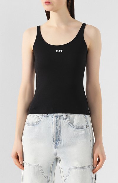 Хлопковая майка OFF-WHITE черного цвета по цене 17700 руб., арт. 0WAD072R20H790951001, фото 3 Хлопковая майка OFF-WHITE, арт. 0WAD072R20H790951001, фото 3