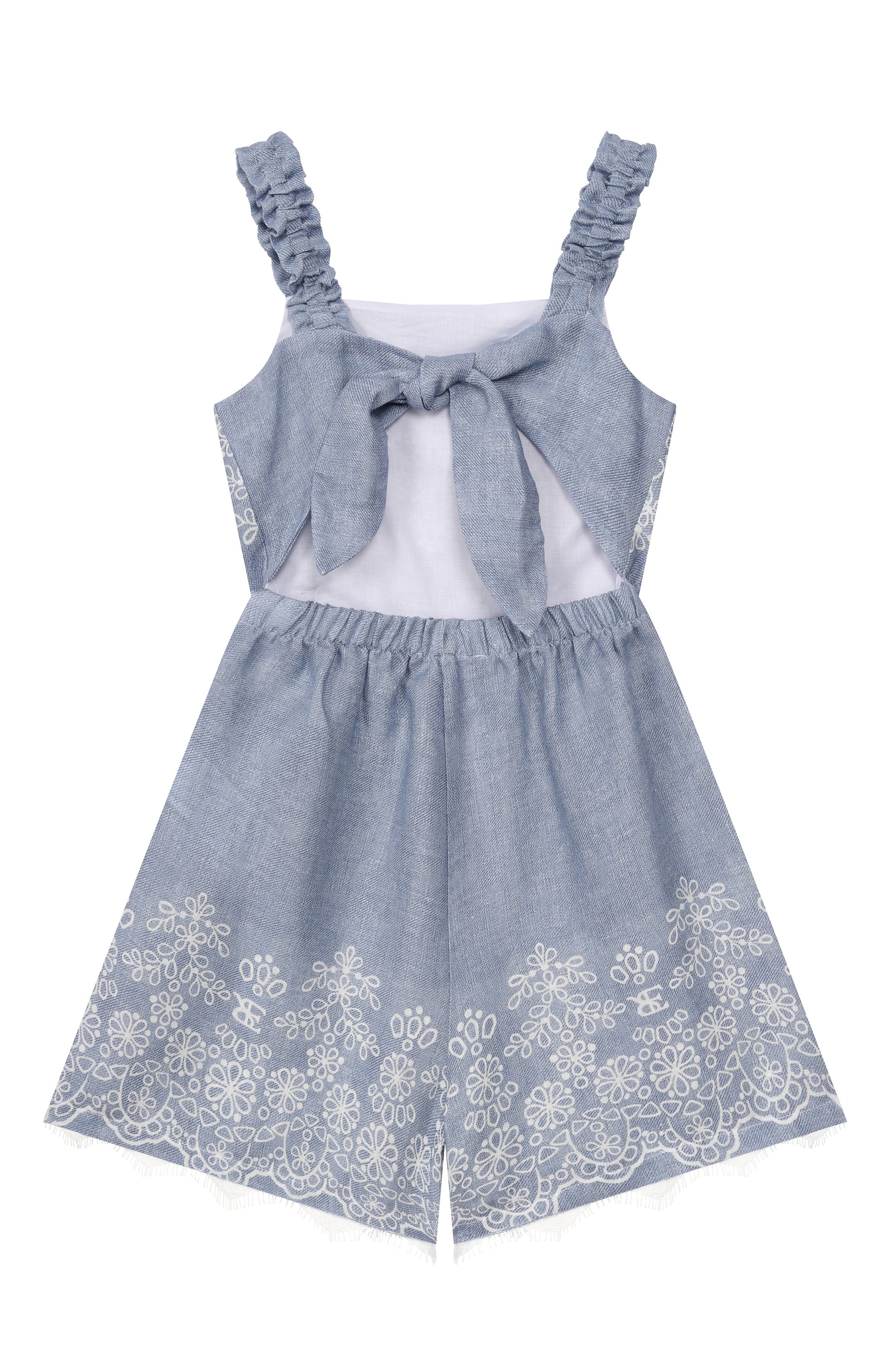 Льняной комбинезон ERMANNO SCERVINO тёмно-голубого цвета по цене 30700 руб., арт. Z1G201, фото 2 Льняной комбинезон ERMANNO SCERVINO, арт. Z1G201, фото 2