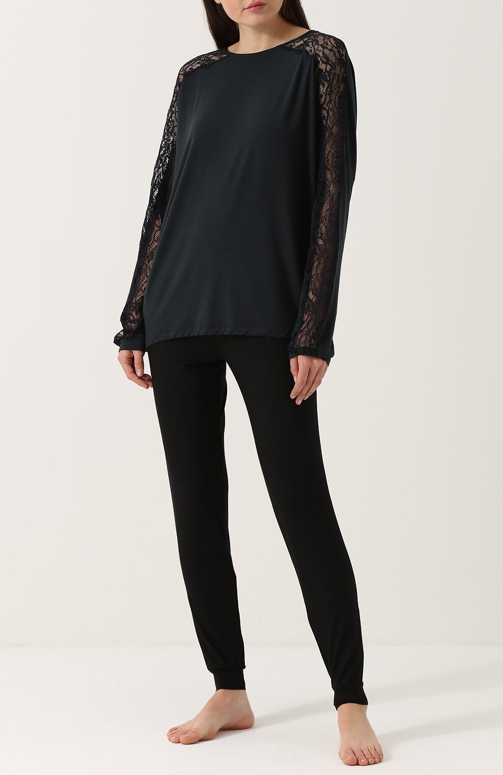 Лонгслив с круглым вырезом и кружевной вставкой ZIMMERLI, арт. 762-3954, фото 2