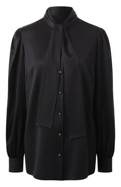 Женская атласная блузка DOLCE & GABBANA черного цвета, арт. F5P98T/FURAG | Фото 1 (Материал сплава: Проставлено; Драгоценные камни: Проставлено; Материал внешний: Шелк; Рукава: Длинные; Длина (для топов): Стандартные; Стили: Кэжуэл; Принт: Без принта; Женское Кросс-КТ: Блуза-одежда)