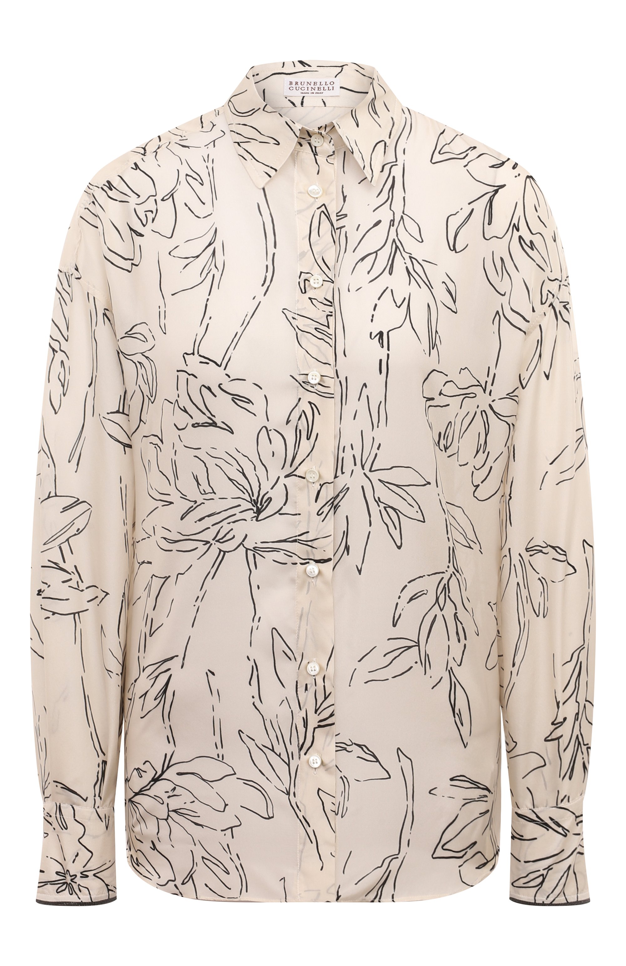 Шелковая блузка BRUNELLO CUCINELLI кремового цвета по цене 188500 руб., арт. ML940MK996, фото 1 Шелковая блузка BRUNELLO CUCINELLI, арт. ML940MK996, фото 1