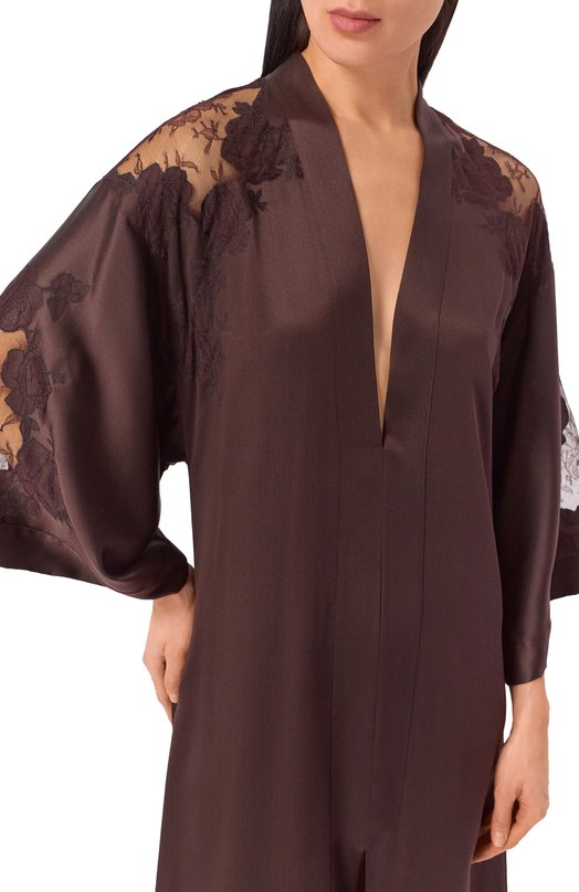 Шелковое платье Carine Gilson AL1758MS Коричневый  AL1758MS Фото 4