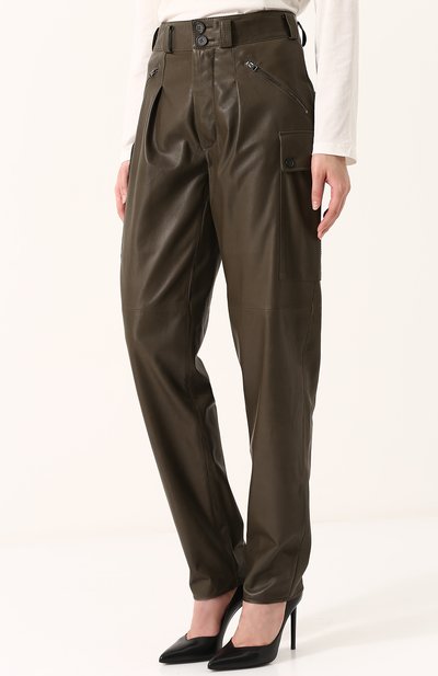 Однотонные кожаные брюки с защипами TOM FORD, арт. PAL640-LEX177, фото 3