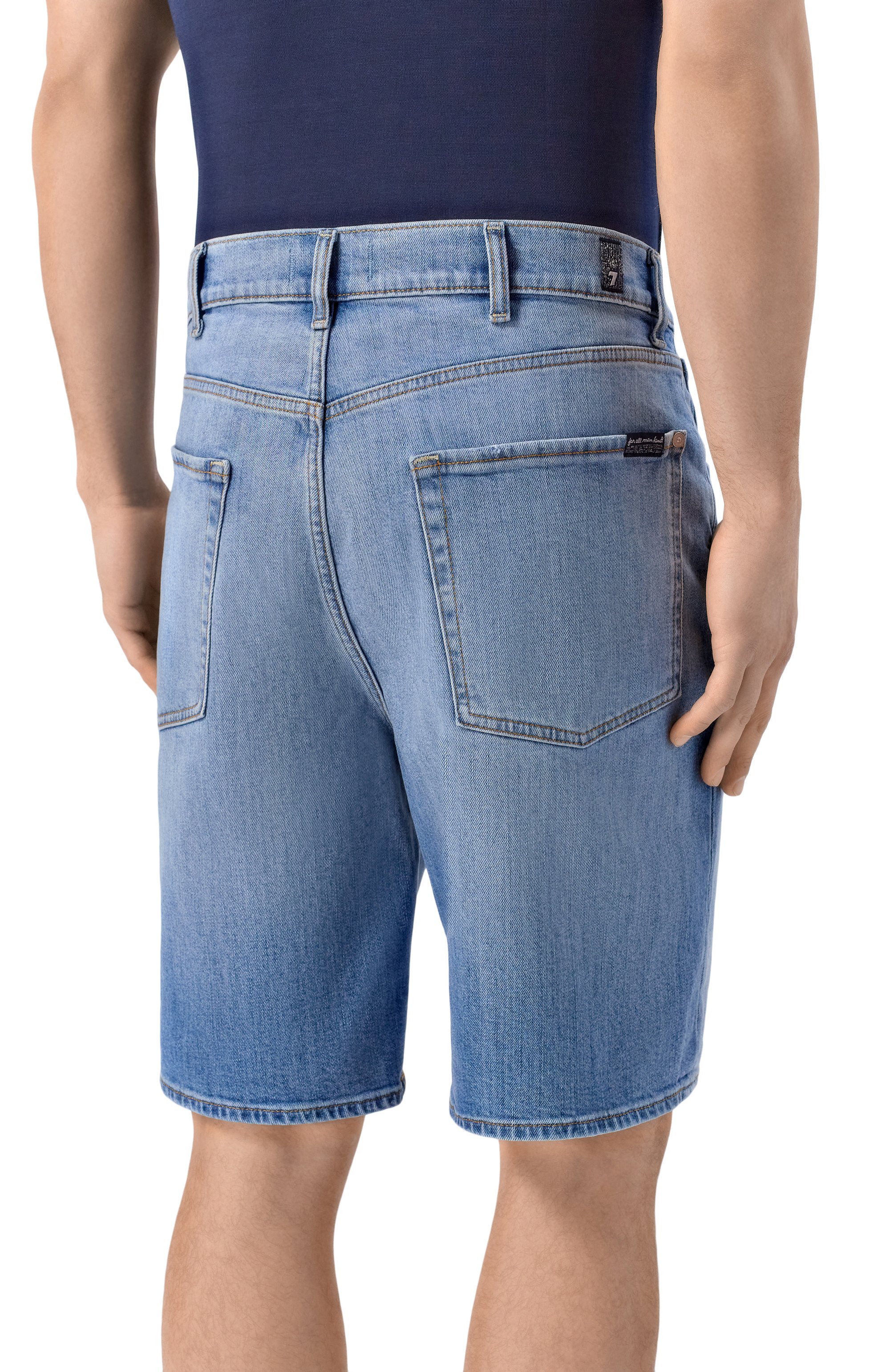 Джинсовые шорты 7 FOR ALL MANKIND голубого цвета по цене 21300 руб., арт. 7TH50A56-1XL, фото 4 Джинсовые шорты 7 FOR ALL MANKIND, арт. 7TH50A56-1XL, фото 4