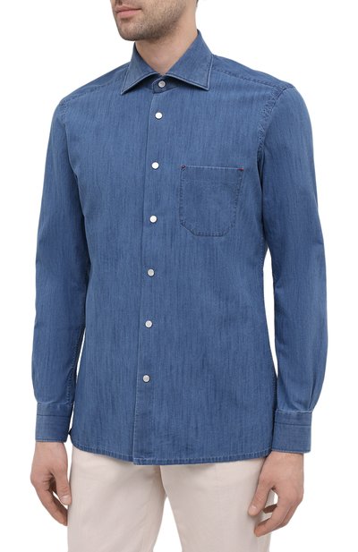 Рубашка KITON синего цвета по цене 82400 руб., арт. UMCNERCH0763002, фото 3 Рубашка KITON, арт. UMCNERCH0763002, фото 3
