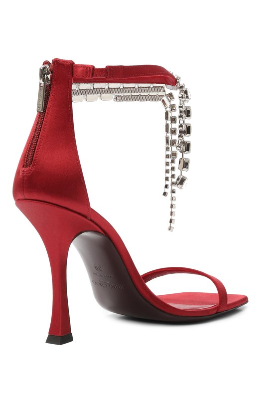 Текстильные босоножки Verity 100 Jimmy Choo VERITY SANDAL 100/SAT Красный  VERITY SANDAL 100/SAT Фото 5