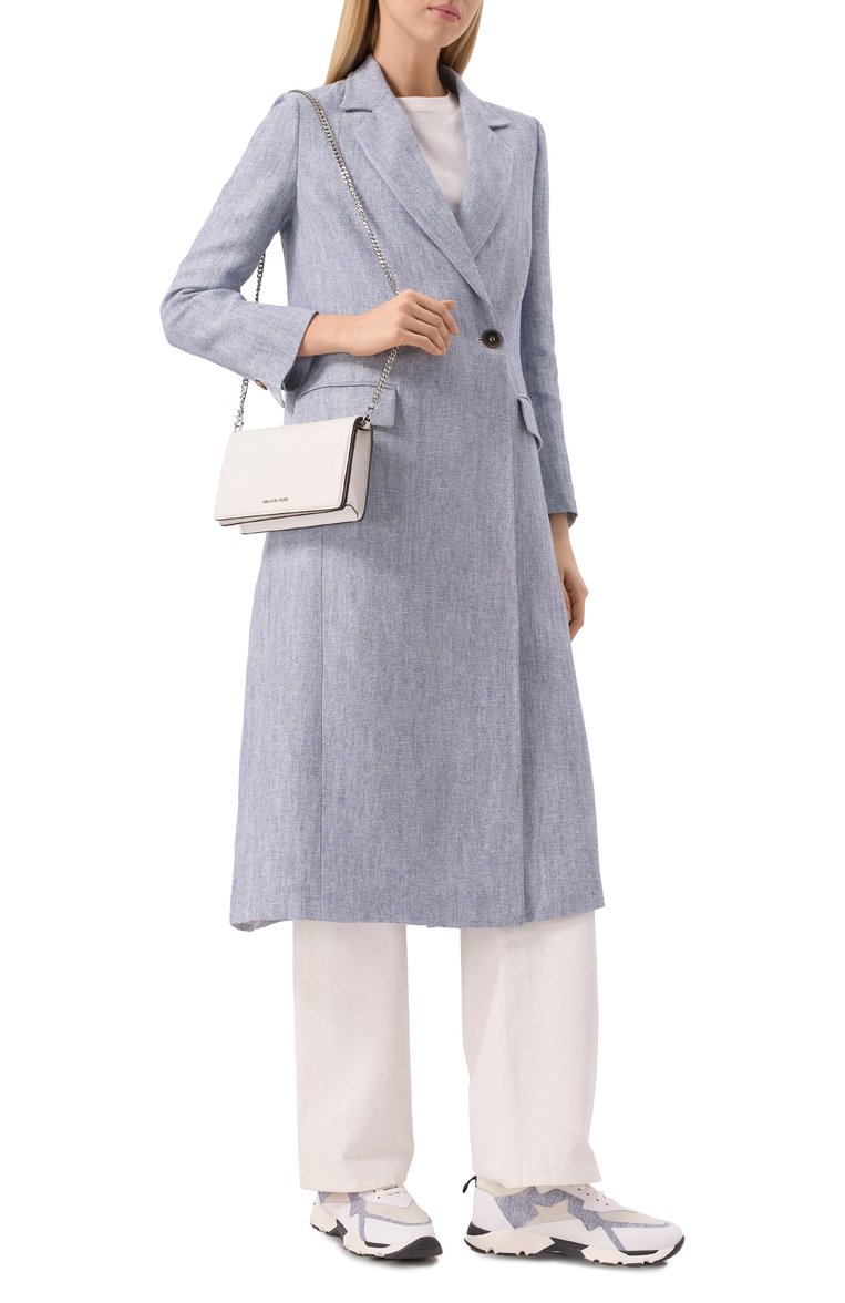 Женская сумка jet set medium MICHAEL MICHAEL KORS молочного цвета, арт. 32F4SJ6C8L | Фото 7 (Материал: Натуральная кожа; Материал сплава: Проставлено; Драгоценные камни: Проставлено; Ремень/цепочка: На ремешке; Размер: medium)