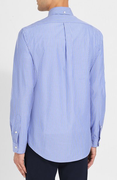 Хлопковая рубашка в полоску с воротником button down POLO RALPH LAUREN, арт. 710710556, фото 4