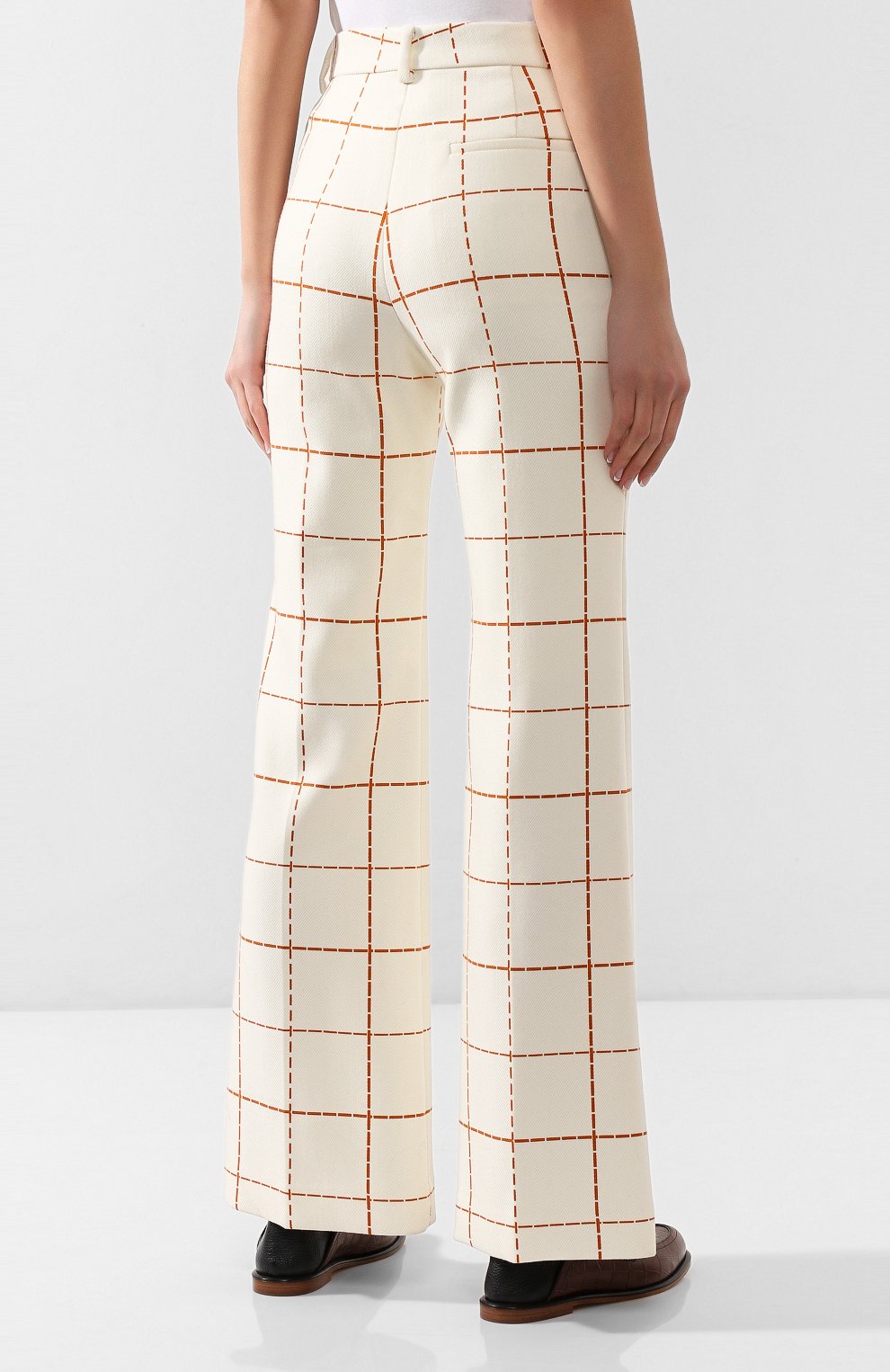 Брюки в клетку VICTORIA BECKHAM молочного цвета по цене 131000 руб., арт. TR WID 21102F, фото 4 Брюки в клетку VICTORIA BECKHAM, арт. TR WID 21102F, фото 4