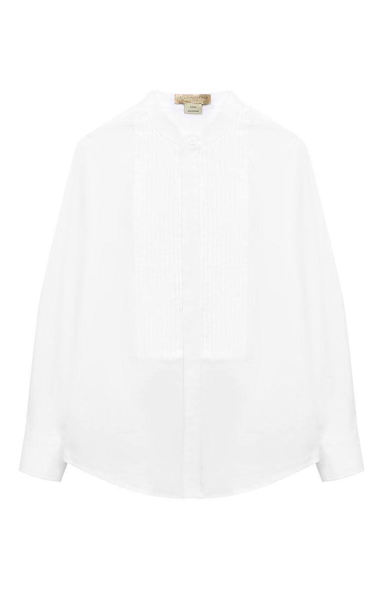 Детская хлопковая рубашка STELLA MCCARTNEY белого цвета, арт. TT5P20 | Фото 1 (Рукава: Длинные; Материал внешний: Хлопок; Стили: Классический)