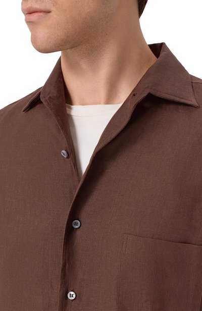 Льняная рубашка LORO PIANA темно-коричневого цвета по цене 106500 руб., арт. FAF2545, фото 5 Льняная рубашка LORO PIANA, арт. FAF2545, фото 5