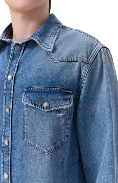 Джинсовая рубашка DOLCE & GABBANA синего цвета по цене 139500 руб., арт. G5MA1D/G80J2, фото 5 Джинсовая рубашка DOLCE & GABBANA, арт. G5MA1D/G80J2, фото 5