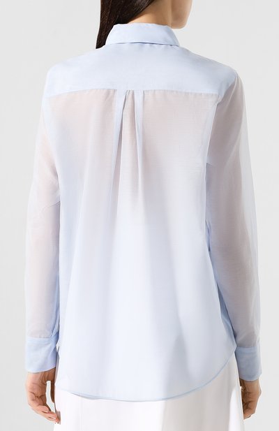 Рубашка из смеси хлопка и шелка JIL SANDER NAVY голубого цвета по цене 33200 руб., арт. JNWM6017A/JM2550, фото 4 Рубашка из смеси хлопка и шелка JIL SANDER NAVY, арт. JNWM6017A/JM2550, фото 4