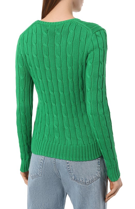 Хлопковый пуловер Polo Ralph Lauren 211891640 Зелёный  211891640 Фото 4