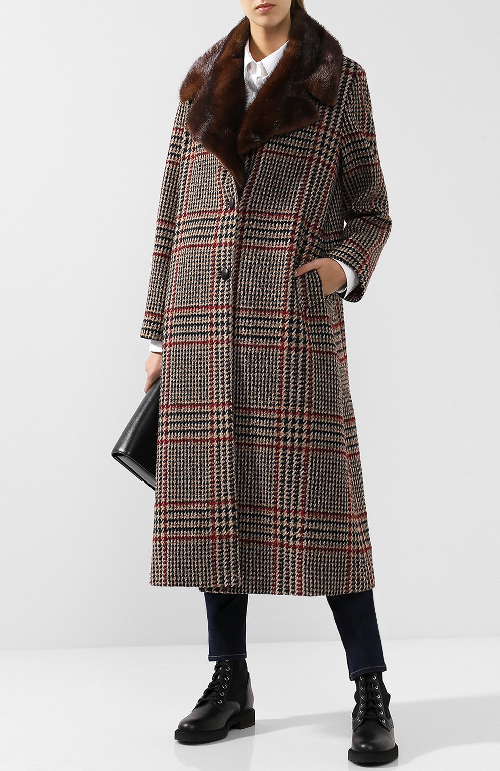 Шерстяное пальто с меховым воротником SIMONETTA RAVIZZA, арт. AZZURRA3/SC04, фото 2