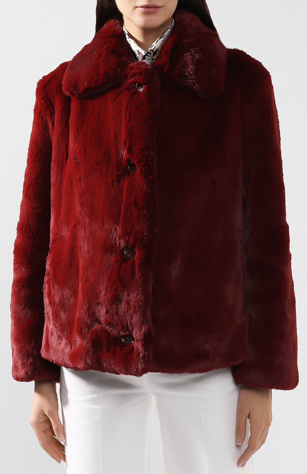 Шуба из эко-меха BURBERRY бордового цвета по цене 230500 руб., арт. 8003978, фото 3 Шуба из эко-меха BURBERRY, арт. 8003978, фото 3