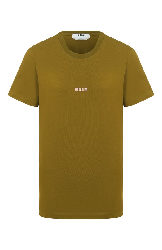 Хлопковая футболка MSGM 3941MDM500/257798 Хаки 3941MDM500/257798