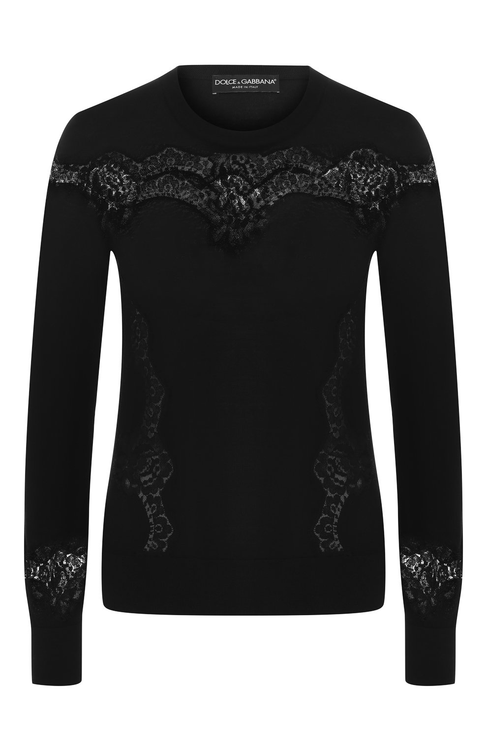 Пуловер из шерсти и хлопка DOLCE & GABBANA черного цвета по цене 148500 руб., арт. FX361T/JAVNS, фото 1 Пуловер из шерсти и хлопка DOLCE & GABBANA, арт. FX361T/JAVNS, фото 1