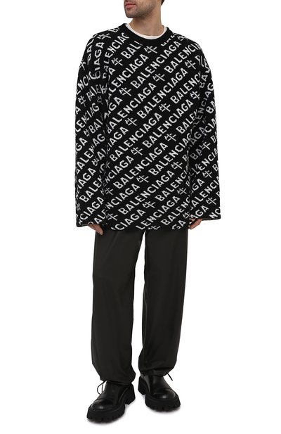 Шерстяной свитер BALENCIAGA черно-белого цвета по цене 121500 руб., арт. 648042/T1599, фото 2 Шерстяной свитер BALENCIAGA, арт. 648042/T1599, фото 2