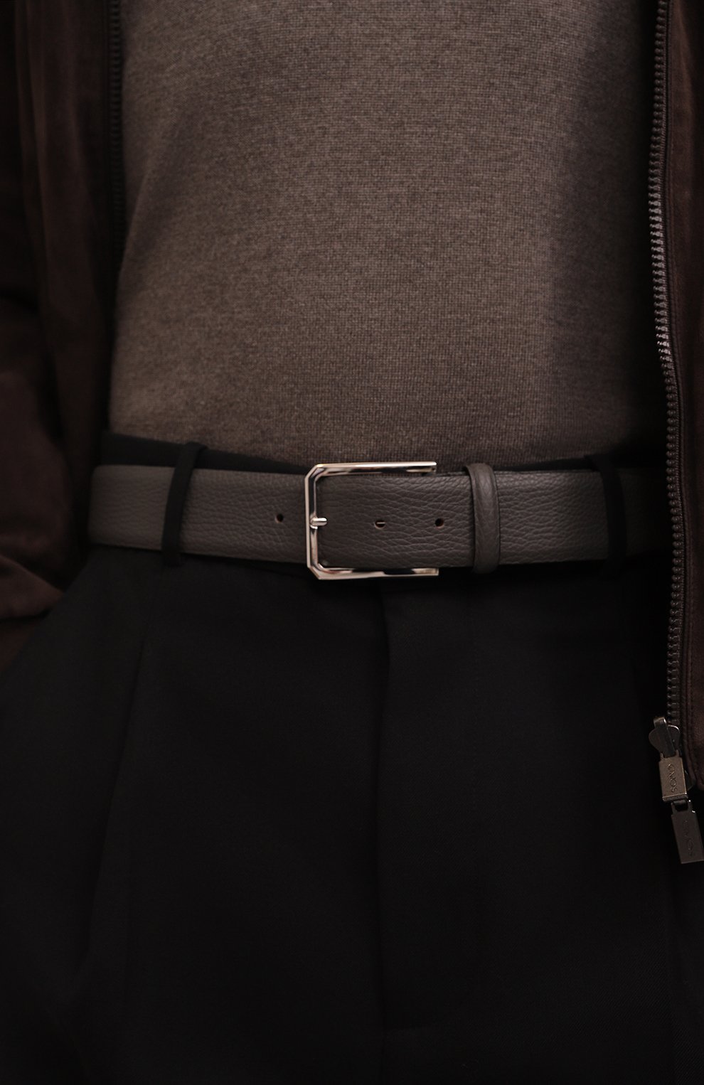 Кожаный ремень SANTONI темно-серого цвета по цене 37250 руб., арт. CM40VS003C07ETR3G60, фото 2 Кожаный ремень SANTONI, арт. CM40VS003C07ETR3G60, фото 2