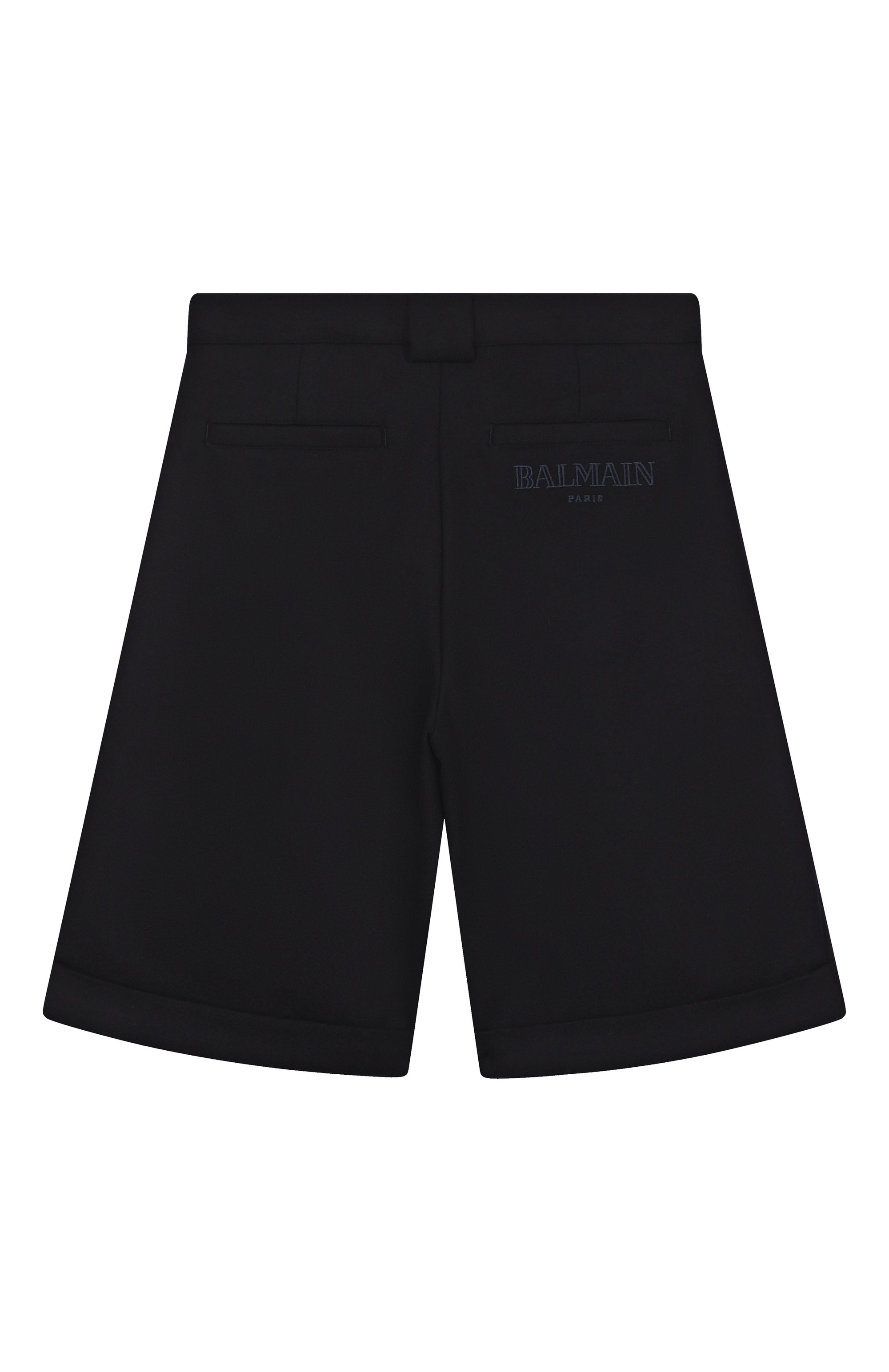 Шерстяные шорты BALMAIN темно-синего цвета по цене 47350 руб., арт. BX6P99, фото 2 Шерстяные шорты BALMAIN, арт. BX6P99, фото 2