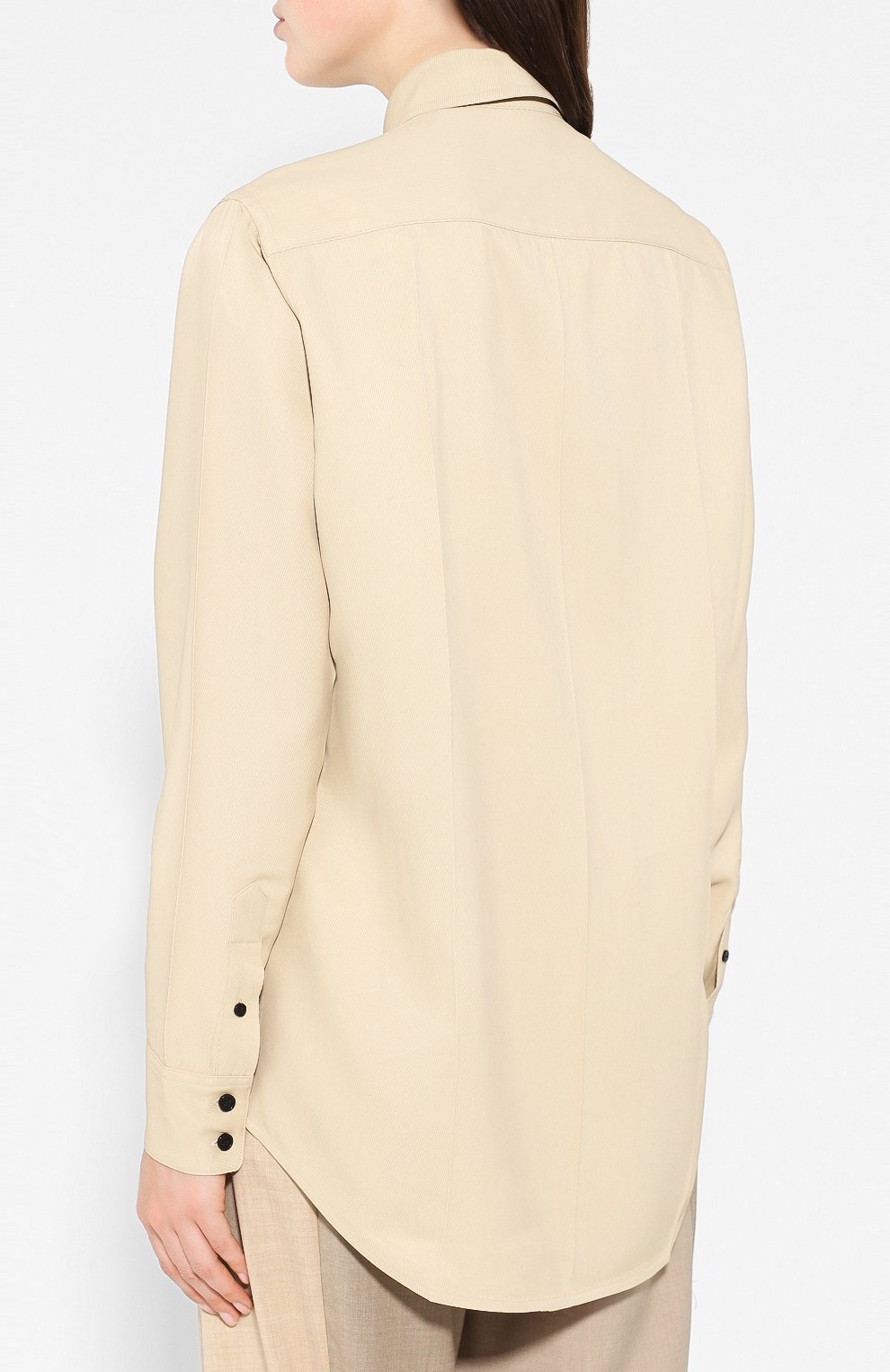 Рубашка из вискозы VICTORIA BECKHAM бежевого цвета по цене 55400 руб., арт. SH SLM 11013A, фото 4 Рубашка из вискозы VICTORIA BECKHAM, арт. SH SLM 11013A, фото 4