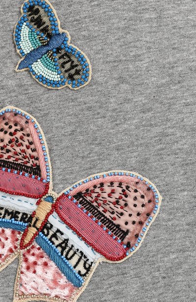 Футболка прямого кроя с отделкой в виде бабочек VALENTINO серого цвета по цене 151500 руб., арт. PB3MG06U/3P7, фото 5 Футболка прямого кроя с отделкой в виде бабочек VALENTINO, арт. PB3MG06U/3P7, фото 5