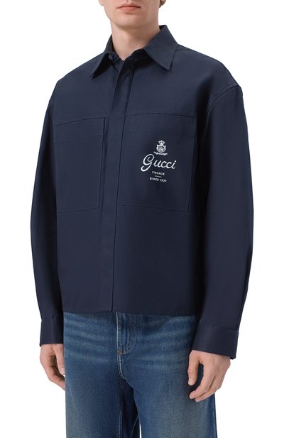 Хлопковая рубашка GUCCI темно-синего цвета по цене 188000 руб., арт. 851711/ZAQH5, фото 3 Хлопковая рубашка GUCCI, арт. 851711/ZAQH5, фото 3