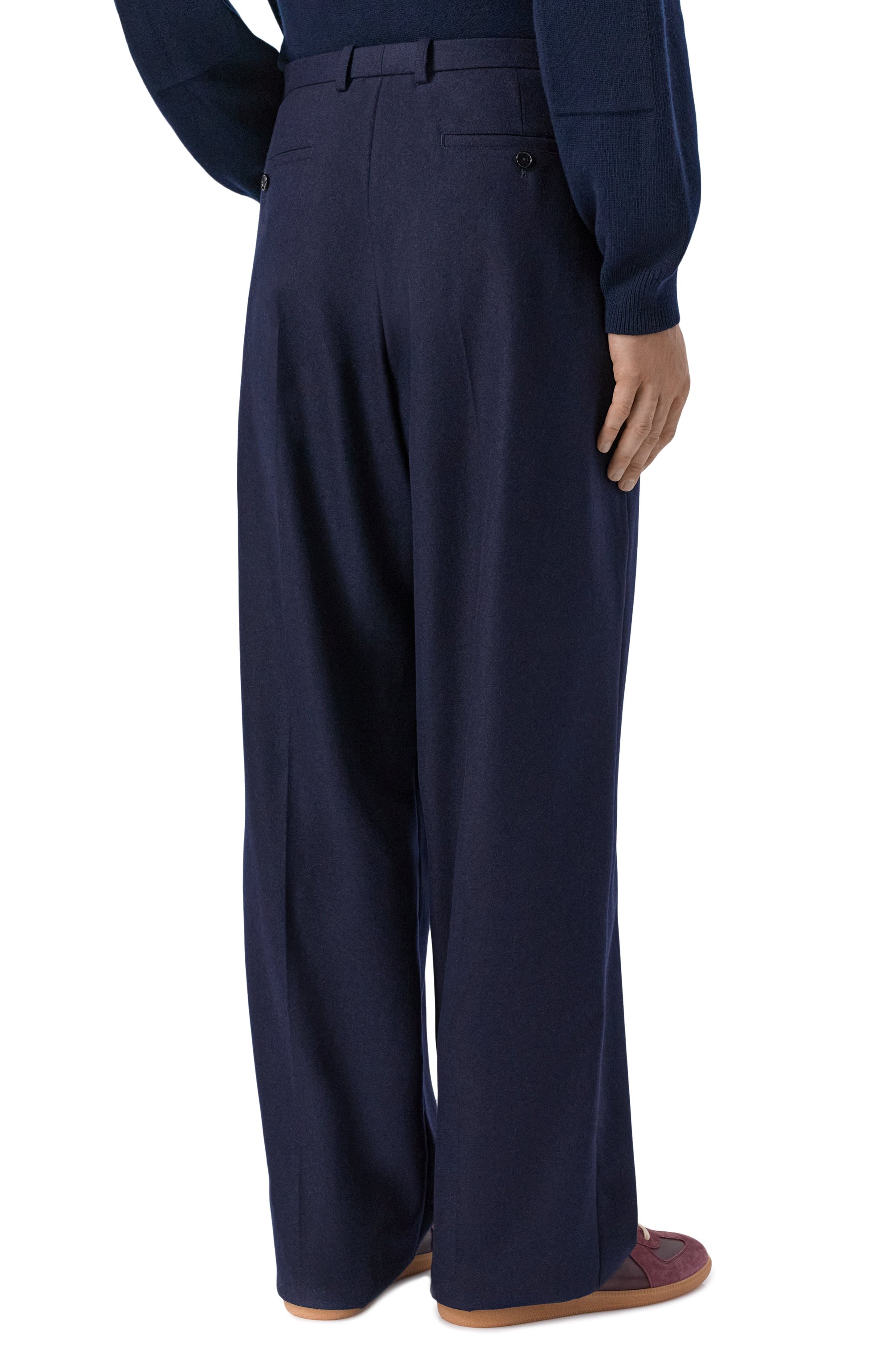 Шерстяные брюки JIL SANDER темно-синего цвета по цене 235500 руб., арт. J22KA0372/J40333, фото 4 Шерстяные брюки JIL SANDER, арт. J22KA0372/J40333, фото 4