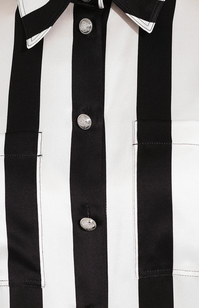 Шелковая рубашка BALMAIN черно-белого цвета по цене 142500 руб., арт. TF02654/I436, фото 5 Шелковая рубашка BALMAIN, арт. TF02654/I436, фото 5