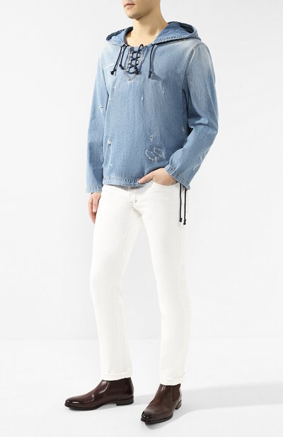 Джинсовое худи SAINT LAURENT синего цвета по цене 114000 руб., арт. 551378/YQ880, фото 2 Джинсовое худи SAINT LAURENT, арт. 551378/YQ880, фото 2