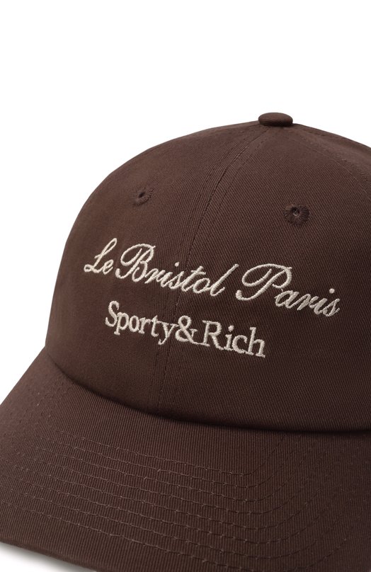 Хлопковая бейсболка Sporty&Rich x Le Bristol Paris Sporty and Rich AC040517619BR03 Коричневый  AC040517619BR03 Фото 4