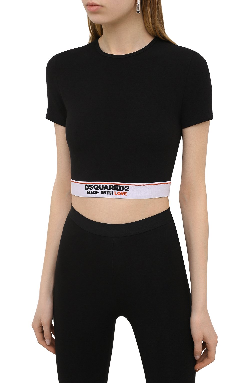 Хлопковый топ DSQUARED2 черного цвета по цене 16950 руб., арт. D8M263470, фото 3 Хлопковый топ DSQUARED2, арт. D8M263470, фото 3