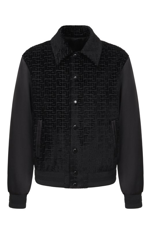 Бомбер из хлопка и вискозы Balmain GH1TFA73/MI21 Чёрный GH1TFA73/MI21